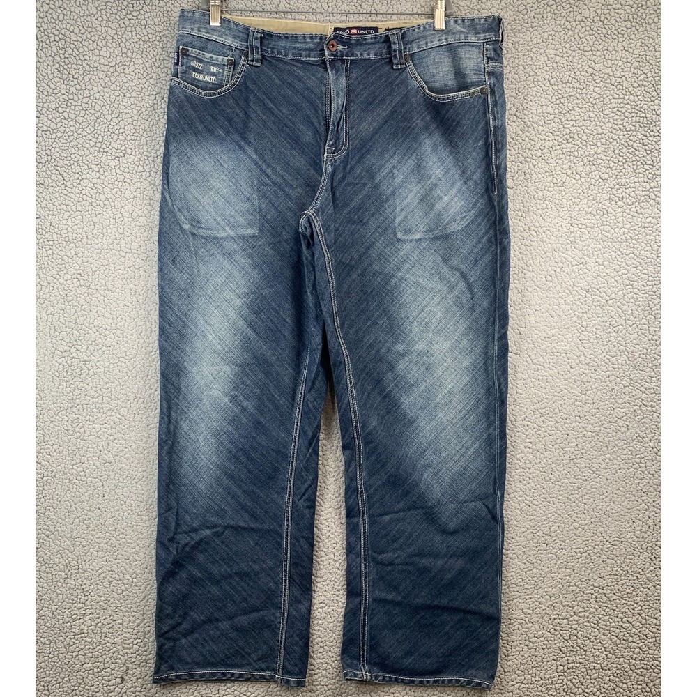 Vintage Ecko Unltd Baggy Jeans Y2K Size 40x33 Carpenter Dark Wash Wide Leg Logo